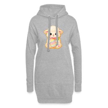 Moustique de biscuits en agneau de Pâques avec œuf coloré et fleurs - Sweat-shirt à capuche long Femme - gris chiné - Devant