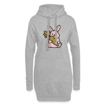 Süßer Hase mit Karotte Möhre Comic - Hoodie-Kleid - Grau meliert - Vorne