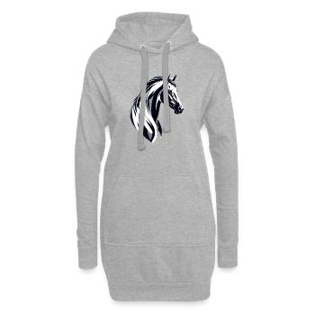 Schwart weiß Pferdekopf Zeichnung Skizze - Hoodie-Kleid - Grau meliert - Vorne