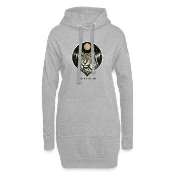 Silent Focus - Luchs im Woodcut Stil - Hoodie-Kleid - Grau meliert - Vorne