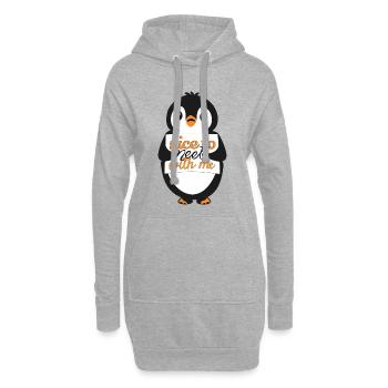Penguin Banner : Ravi de me rencontrer - Sweat-shirt à capuche long Femme - gris chiné - Devant