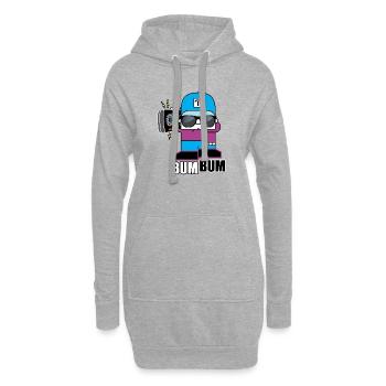 T-shirt rétro BoomBox Buddy - Sweat-shirt à capuche long Femme - gris chiné - Devant