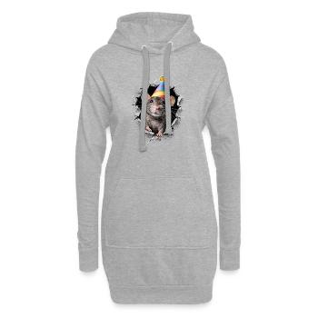 Souris de fête – Souris photo cool avec chapeau de fête - Sweat-shirt à capuche long Femme - gris chiné - Devant