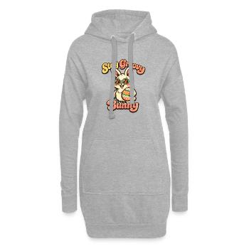 Lapin rétro avec lunettes de soleil Oreilles de lapin de Pâques - Sweat-shirt à capuche long Femme - gris chiné - Devant