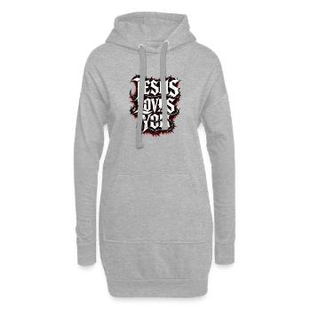 Jesus Loves You Streetwear - Hoodie-Kleid - Grau meliert - Vorne