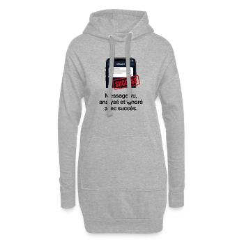 Message Vu Et Ignoré Humour - Hoodie-Kleid - Grau meliert - Vorne