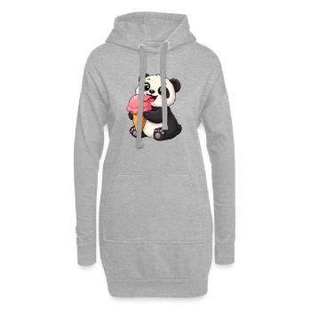Panda Glace Animaux Art Enfants Été Kawa - Sweat-shirt à capuche long Femme - gris chiné - Devant