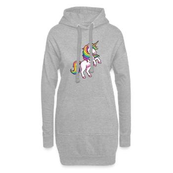 Parade de la Licorne Arc-en-ciel - Sweat-shirt à capuche long Femme - gris chiné - Devant