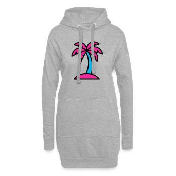 Neon Palme 90er Vaporwave - Hoodie-Kleid - Grau meliert - Vorne