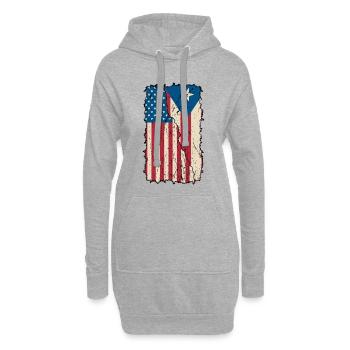 Drapeau américain Portoricain Portoricain Américain - Sweat-shirt à capuche long Femme - gris chiné - Devant