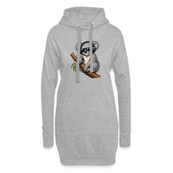 Cooler Koala mit Kopfhörern und Sonnenbrille  - Hoodie-Kleid - Grau meliert - Vorne