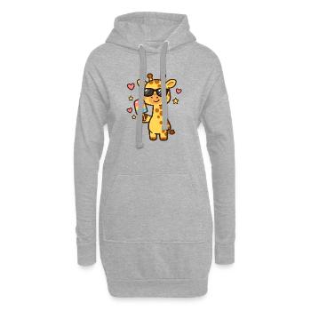 Girafe avec lunettes de soleil plaisir de glace - Sweat-shirt à capuche long Femme - gris chiné - Devant