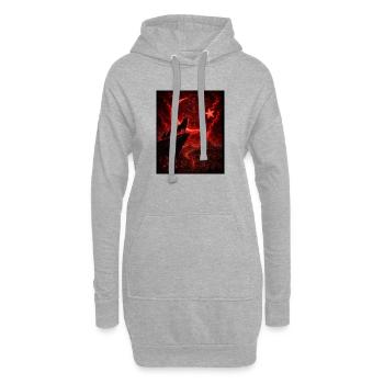 Loup de la lune rouge au-dessus de la cité du feu - Sweat-shirt à capuche long Femme - gris chiné - Devant