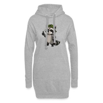 Dessin animé du raton laveur à la casquette verte - Sweat-shirt à capuche long Femme - gris chiné - Devant