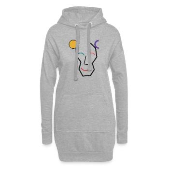 Visage géométrique coloré joyeux - Sweat-shirt à capuche long Femme - gris chiné - Devant
