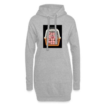 Dessin animé Le Cochon Sinistre dans la Cage - Sweat-shirt à capuche long Femme - gris chiné - Devant