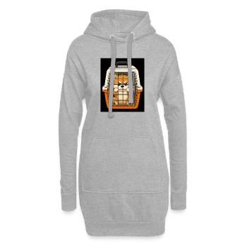 Grummelhund im Kofferbox-Design - Sweat-shirt à capuche long Femme - gris chiné - Devant
