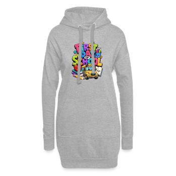 Premier jour de bus scolaire - Sweat-shirt à capuche long Femme - gris chiné - Devant