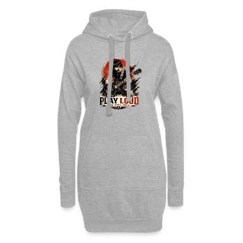 Play Loud Guitar Motif - Hoodie Dress - heather grey - Front