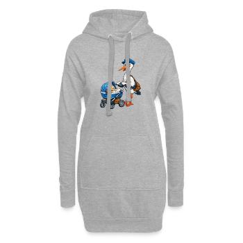Stork with pram - Hoodie Dress - heather grey - Front