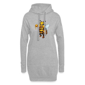 happy bee - Hoodie Dress - heather grey - Front