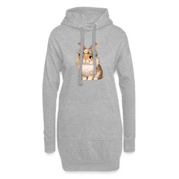 Löwenkopf Kaninchen  - Hoodie-Kleid - Grau meliert - Vorne