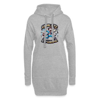 Courir en retard, c’est mon cardio - Sweat-shirt à capuche long Femme - gris chiné - Devant