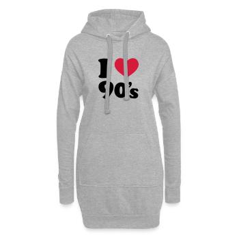 90's - Sweat-shirt à capuche long Femme - gris chiné - Devant