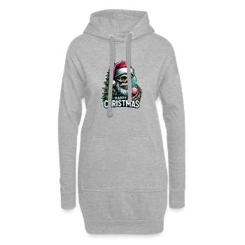 Weihnachtsmann Skull mit Christbaumkugel - Hoodie-Kleid - Grau meliert - Vorne