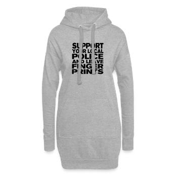 Support Your Local Police - Leave Fingerprints - Hoodie-Kleid - Grau meliert - Vorne