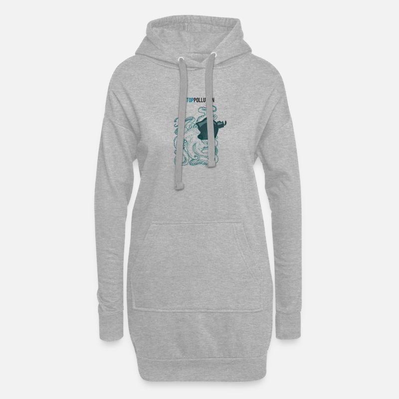 Stop Pollution - Hoodie-Kleid - Grau meliert