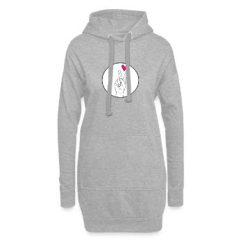 Main de paix avec coeur - Sweat-shirt à capuche long Femme - gris chiné - Devant