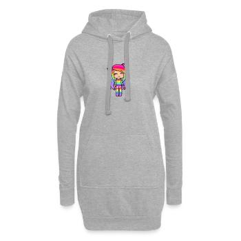 Regenbogen Gacha Mädchen - Hoodie-Kleid - Grau meliert - Vorne
