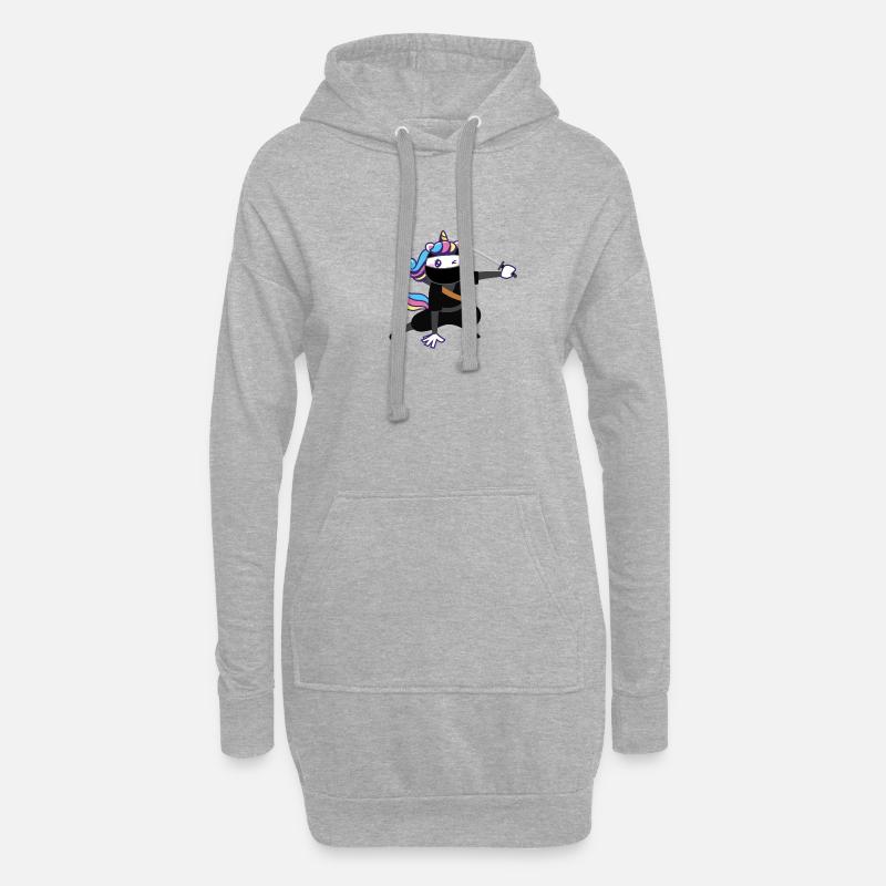 Ninja Einhorn! - Hoodie-Kleid - Grau meliert