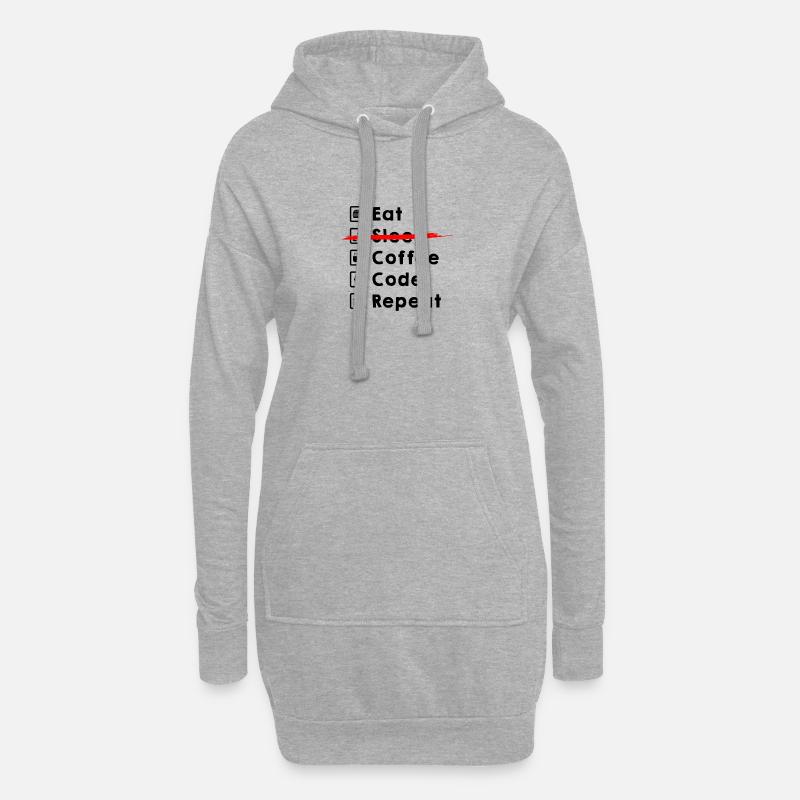 Eat Coffee Code Repeat - Hoodie Dress - heather grey