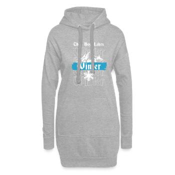 Un garçon aime l'hiver, des journées d'hiver - Sweat-shirt à capuche long Femme - gris chiné - Devant