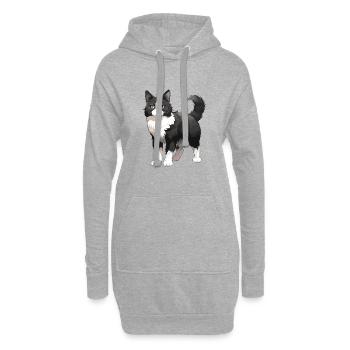 Katze Tier - Hoodie-Kleid - Grau meliert - Vorne