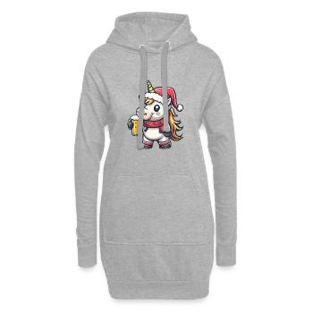 Einhorn Bier Xmas Weihnachten - Hoodie-Kleid - Grau meliert - Vorne