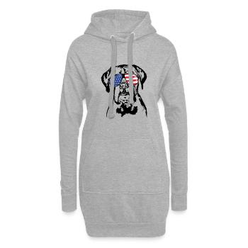 Boxer US Amérique Drapeau Chiens Chien Wilsigns - Sweat-shirt à capuche long Femme - gris chiné - Devant