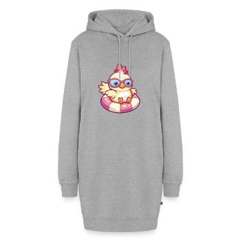 Huhn Sommer Comic - Hoodie-Kleid - Grau meliert - Vorne