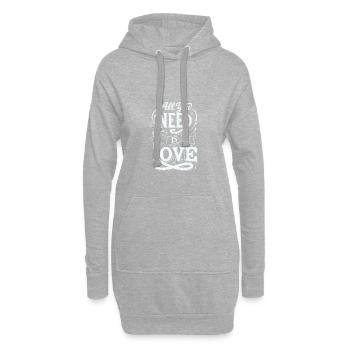 Alles was du brauchst ist Liebe - Hoodie-Kleid - Grau meliert - Vorne