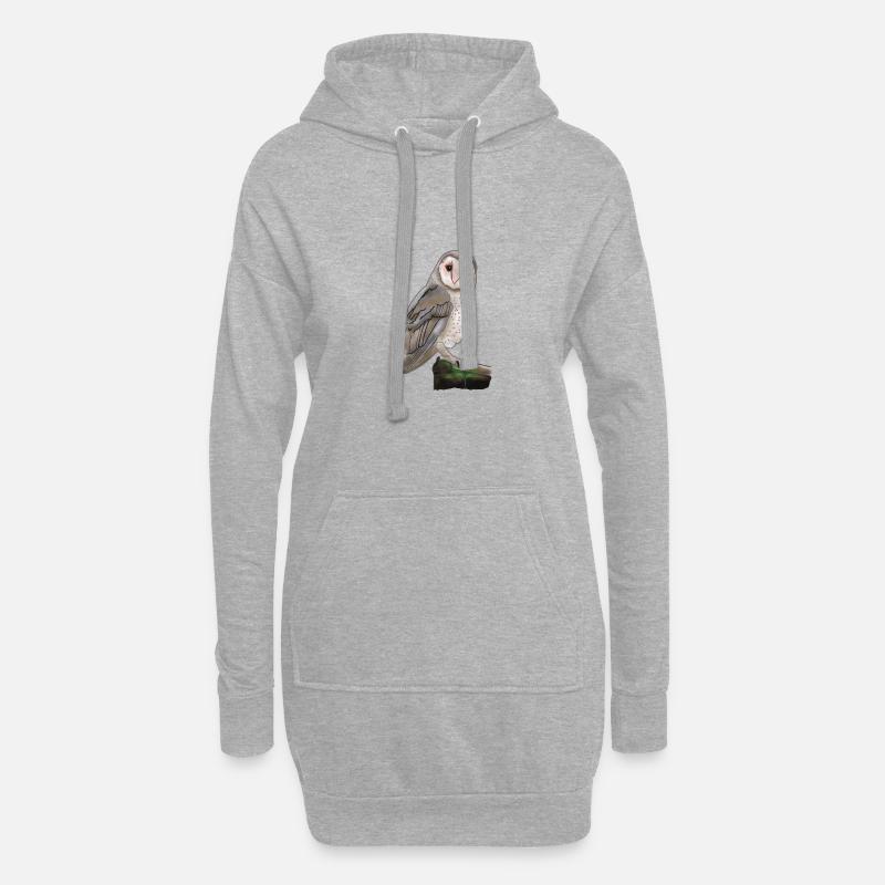 Eule - Hoodie-Kleid - Grau meliert
