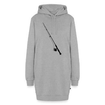 Angelrute Skizze - Hoodie-Kleid - Grau meliert - Vorne