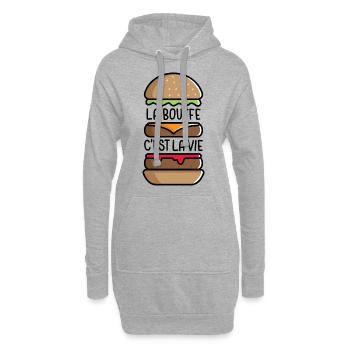 La Bouffe c'est la Vie - Sweat-shirt à capuche long Femme - gris chiné - Devant