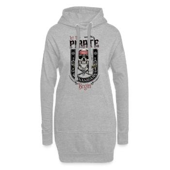 Lassen Sie die Piraten-Spielereien beginnen Tattoo-Stil - Hoodie-Kleid - Grau meliert - Vorne