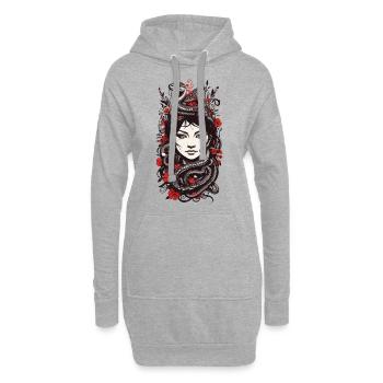 Japanische Tattoo Lady und Schlangen Vintage - Hoodie-Kleid - Grau meliert - Vorne