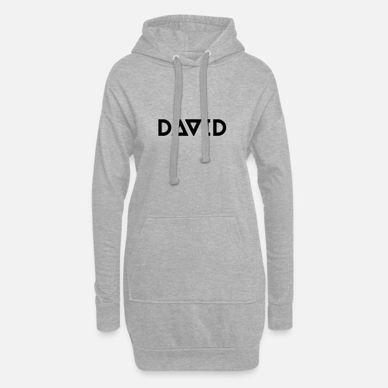 First name David - Hoodie Dress - heather grey