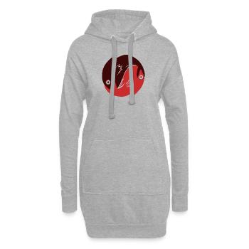 Ying Yang - Fische rot - Hoodie-Kleid - Grau meliert - Vorne