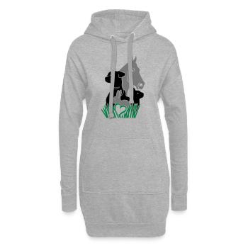 Tiere Pferd Hund Katze Kaninchen Hase Nager - Hoodie-Kleid - Grau meliert - Vorne