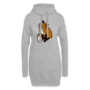 renard - Sweat-shirt à capuche long Femme - gris chiné - Devant